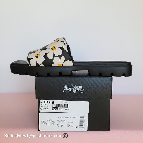 COACH Florence Smooth Leather Sandal With Flower Print -Chalk Multi- Women’s 9B⭐ - Picture 16 of 16